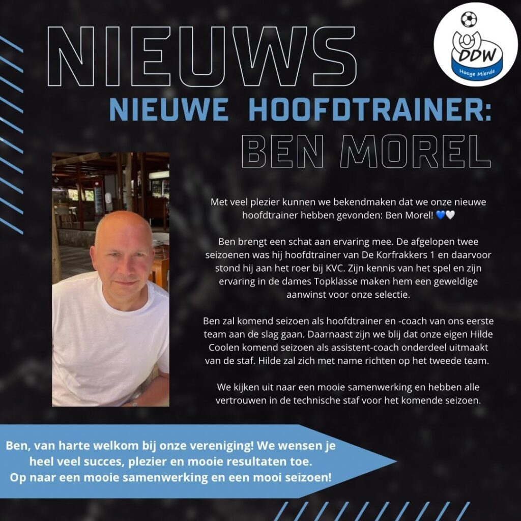 Nieuwe hoofdtrainer seizoen 2026-2027